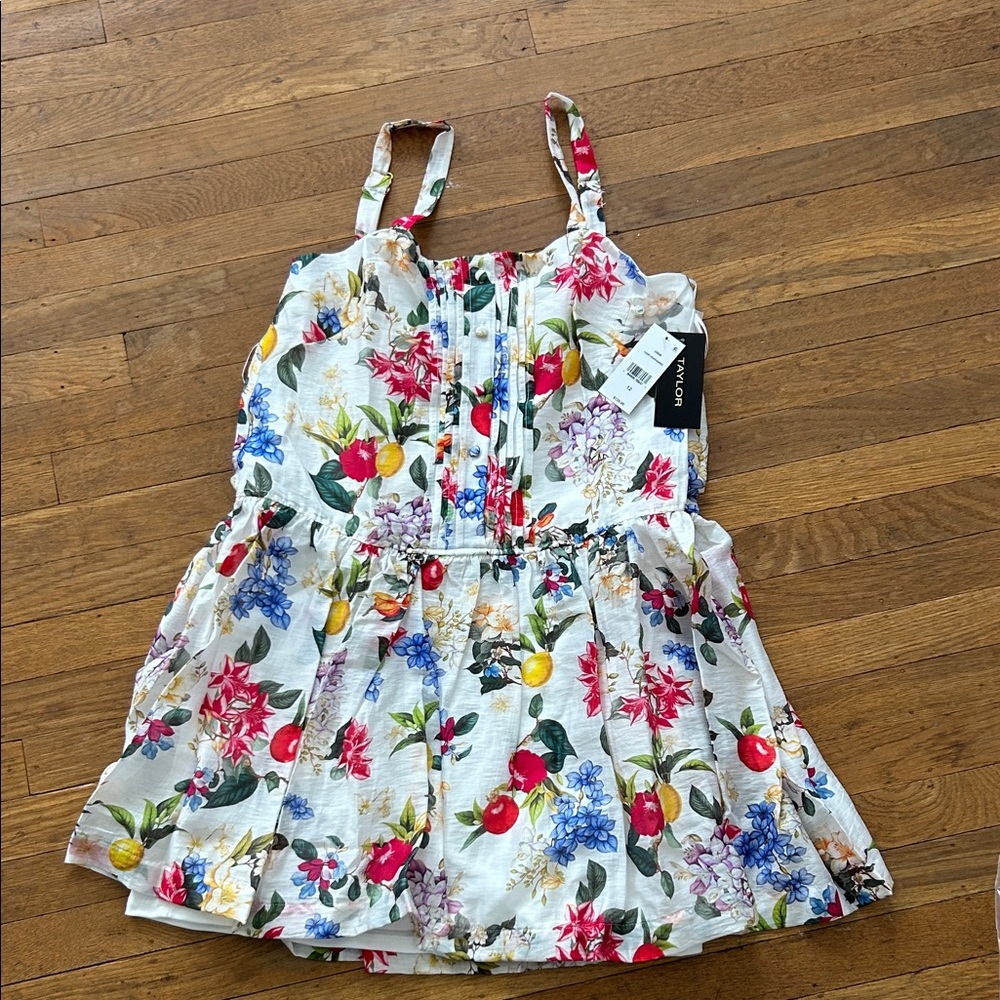 Printed Pintuck-Bodice Sleeveless Shift Dress